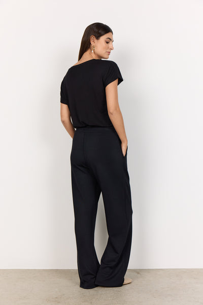 SOYACONCEPT Wide Leg Joggers With Seam in Black