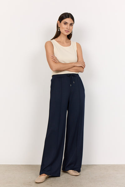 SOYACONCEPT Wide Leg Joggers With Seam in Navy