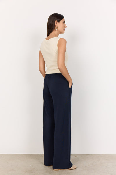 SOYACONCEPT Wide Leg Joggers With Seam in Navy
