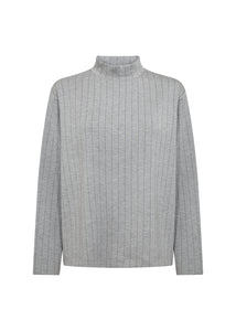 SOYACONCEPT High Neck Pinstripe Top in Grey