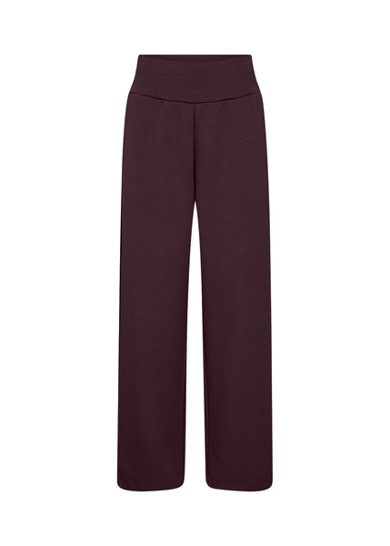 SOYACONCEPT Wide Leg Pull-Up Joggers in Burgundy