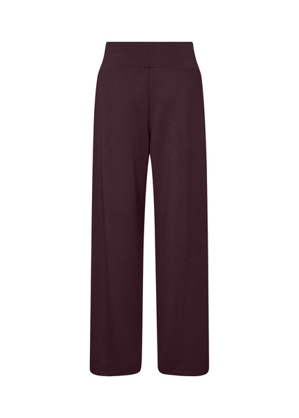 SOYACONCEPT Wide Leg Pull-Up Joggers in Burgundy