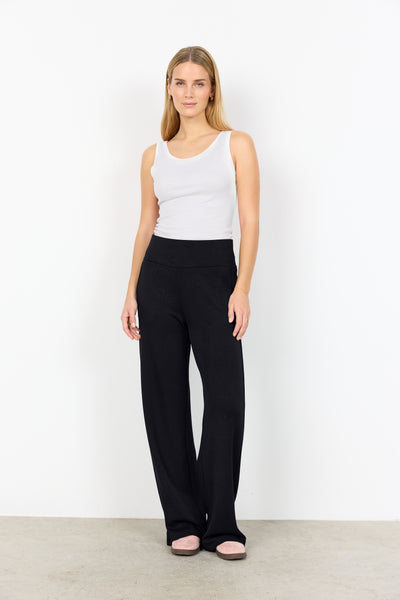 SOYACONCEPT Wide Leg Pull-Up Joggers in Black