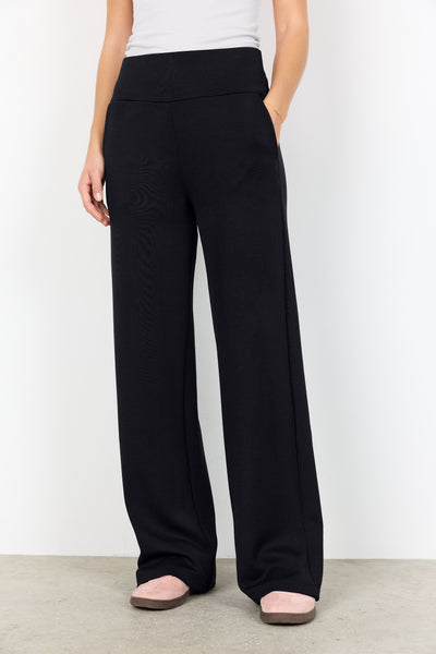 SOYACONCEPT Wide Leg Pull-Up Joggers in Black