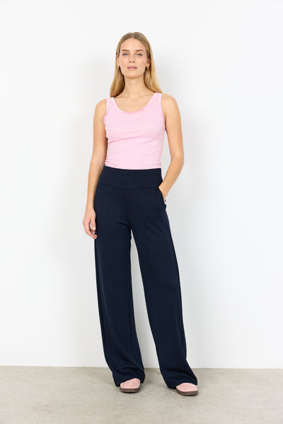 SOYACONCEPT High Waist Wide Leg Trousers in Navy
