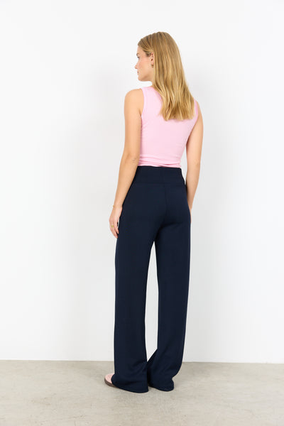 SOYACONCEPT High Waist Wide Leg Trousers in Navy