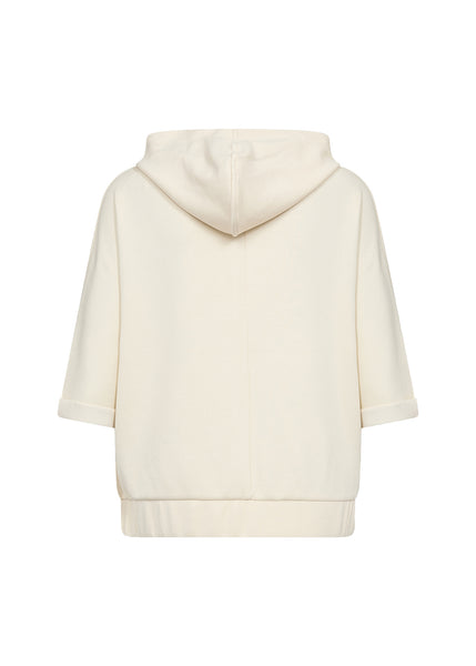 SOYACONCEPT 2/4 Sleeve Zip-Up Hoodie in Cream