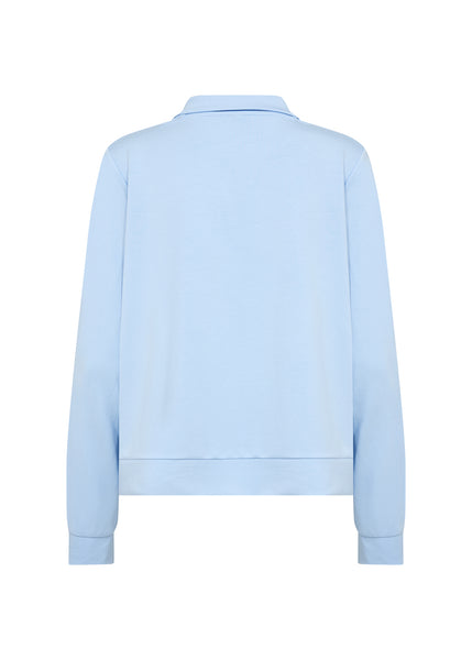 SOYACONCEPT V-Neck Sweatshirt With Collar in Light Blue