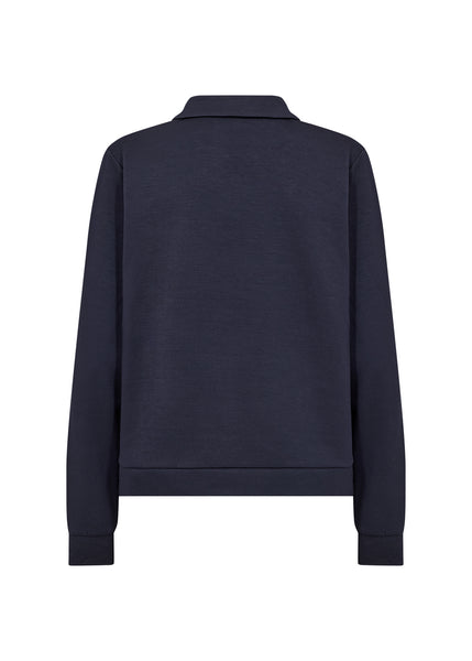 SOYACONCEPT V-Neck Sweatshirt With Collar in Navy
