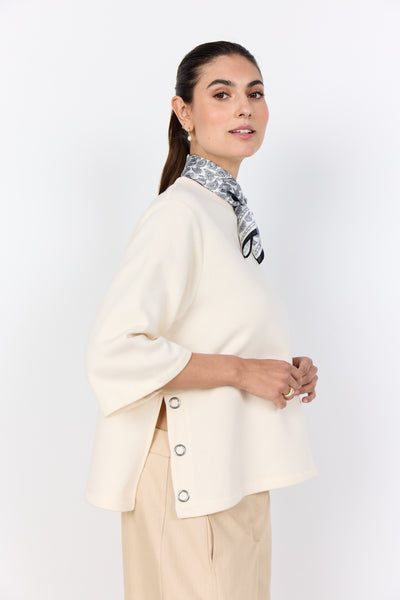 SOYACONCEPT 3/4 Sleeve Button Detail Top in Cream