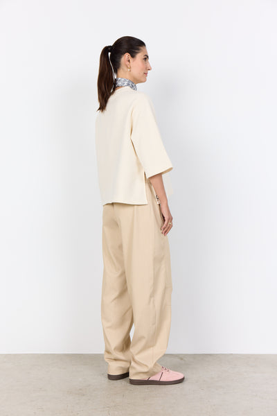 SOYACONCEPT 3/4 Sleeve Button Detail Top in Cream