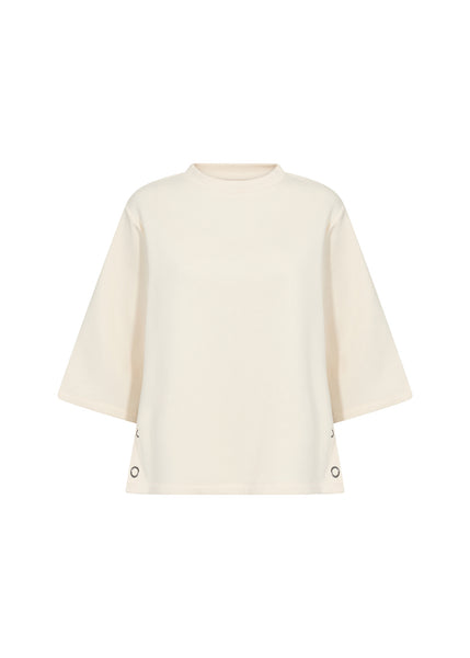 SOYACONCEPT 3/4 Sleeve Button Detail Top in Cream