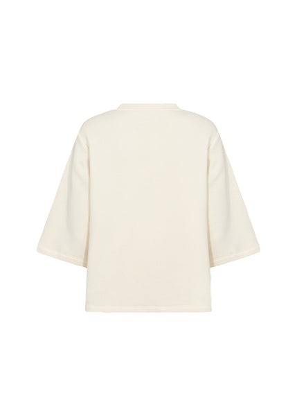 SOYACONCEPT 3/4 Sleeve Button Detail Top in Cream