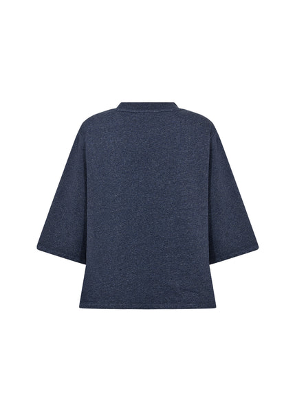 SOYACONCEPT 3/4 Sleeve Button Detail Top in Navy
