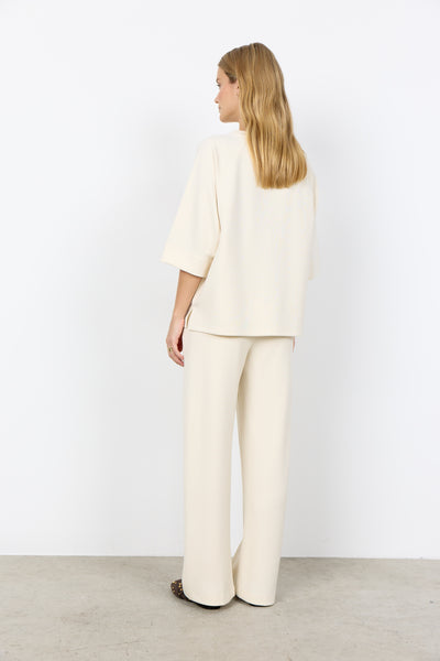 SOYACONCEPT 3/4 Sleeve Round Neck Sweatshirt in Cream