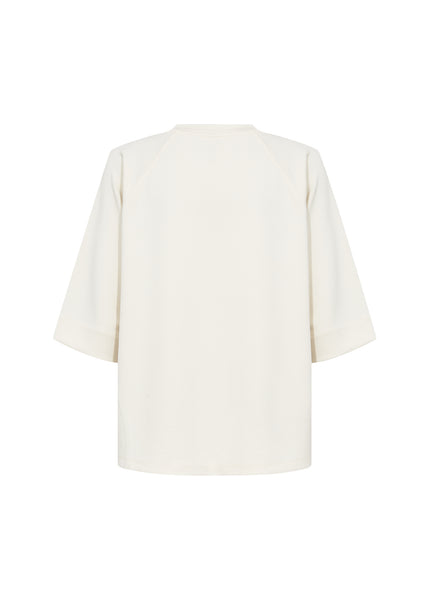 SOYACONCEPT 3/4 Sleeve Round Neck Sweatshirt in Cream