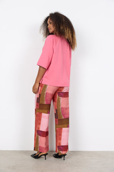 SOYACONCEPT 3/4 Sleeve Round Neck Sweatshirt in Pink