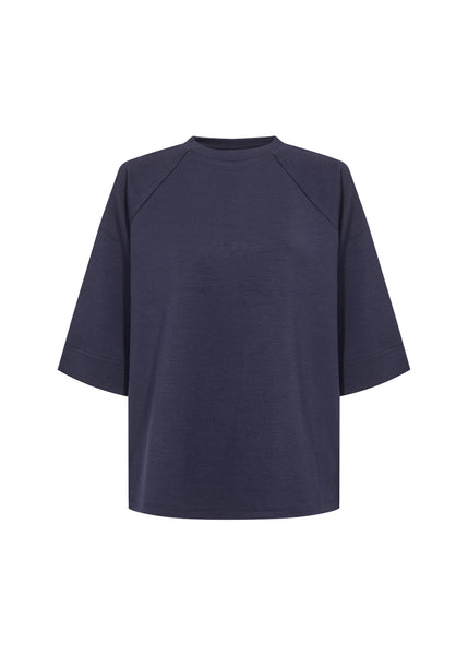 SOYACONCEPT 3/4 Sleeve Round Neck Sweatshirt in Navy