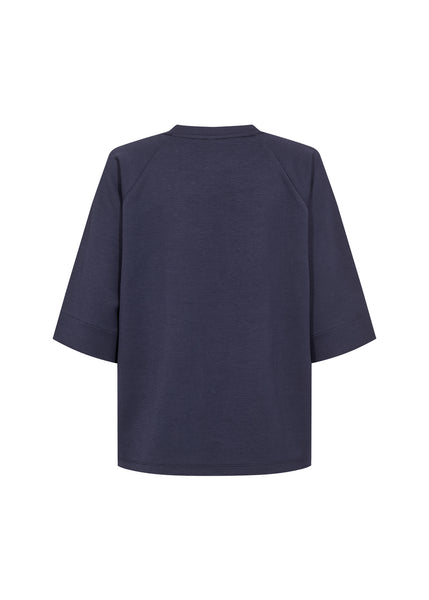SOYACONCEPT 3/4 Sleeve Round Neck Sweatshirt in Navy