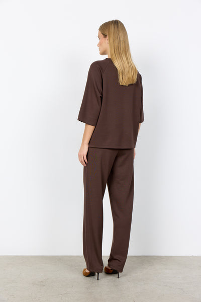 SOYACONCEPT 3/4 Sleeve Round Neck Sweatshirt in Brown