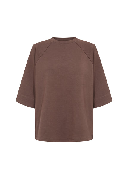 SOYACONCEPT 3/4 Sleeve Round Neck Sweatshirt in Brown