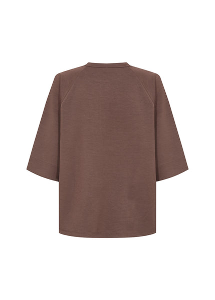 SOYACONCEPT 3/4 Sleeve Round Neck Sweatshirt in Brown
