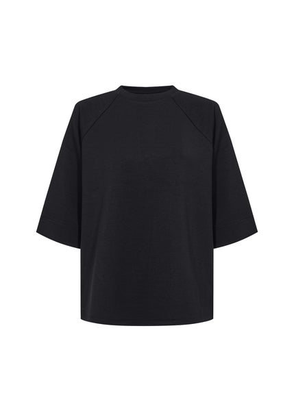 SOYACONCEPT 3/4 Sleeve Round Neck Sweatshirt in Black