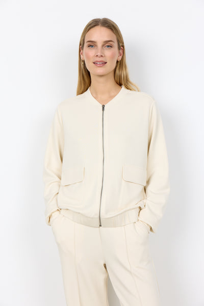 SOYACONCEPT Zip-Up Bomber Jacket in Cream
