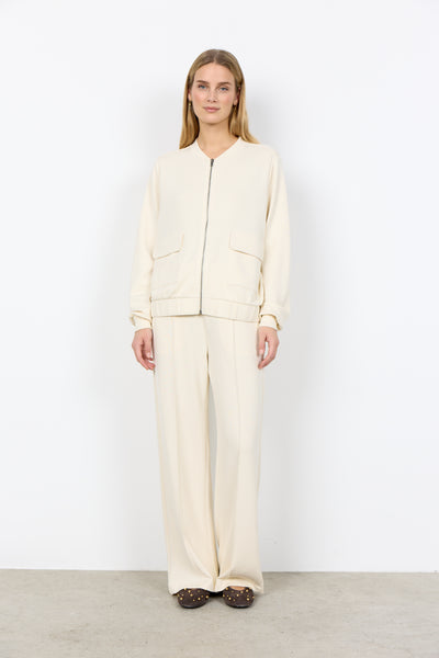 SOYACONCEPT Zip-Up Bomber Jacket in Cream