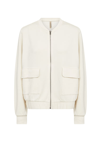 SOYACONCEPT Zip-Up Bomber Jacket in Cream