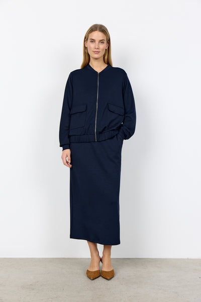 SOYACONCEPT Zip-Up Bomber Jacket in Navy