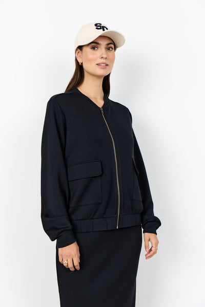 SOYACONCEPT Zip-Up Bomber Jacket in Black