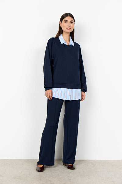 SOYACONCEPT Mock Shirt Sweatshirt in Navy