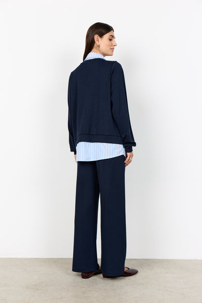 SOYACONCEPT Mock Shirt Sweatshirt in Navy