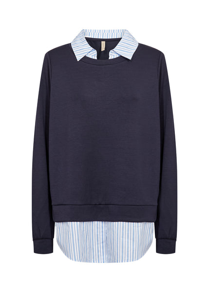 SOYACONCEPT Mock Shirt Sweatshirt in Navy