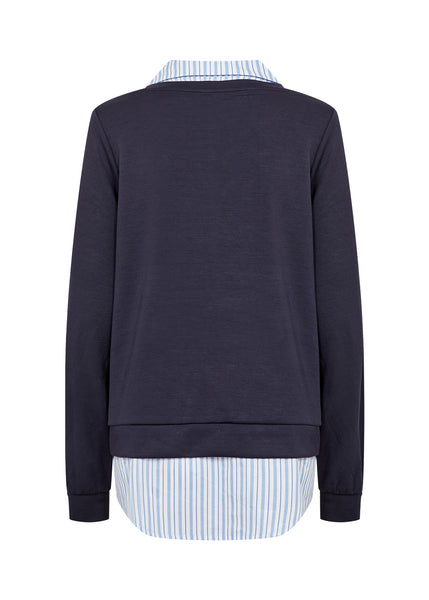SOYACONCEPT Mock Shirt Sweatshirt in Navy