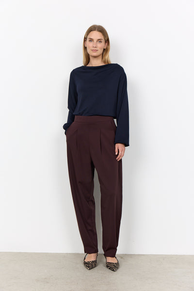 SOYACONCEPT Barrel Leg Trousers in Chocolate