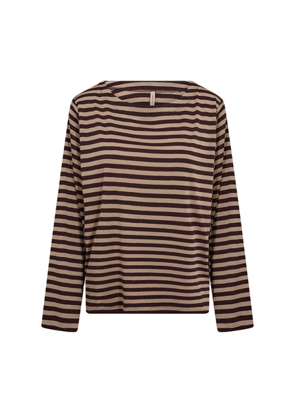 SOYACONCEPT Striped Long Sleeve Top in Brown