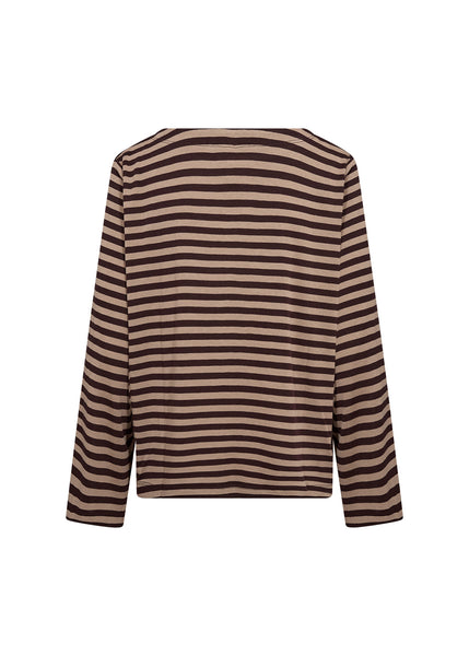 SOYACONCEPT Striped Long Sleeve Top in Brown