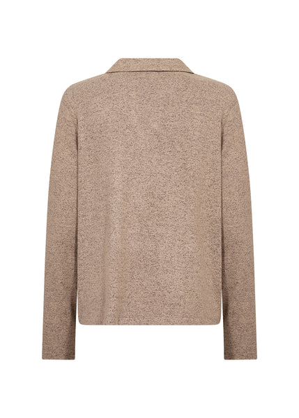 SOYACONCEPT Soft Knit V-Neck Collar Top in Camel