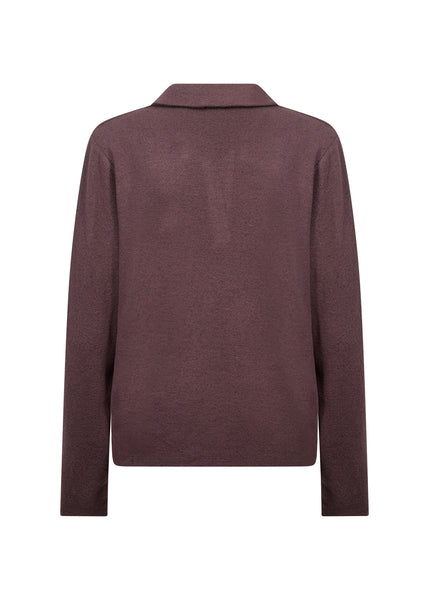 SOYACONCEPT Soft Knit V-Neck Collar Top in Chocolate