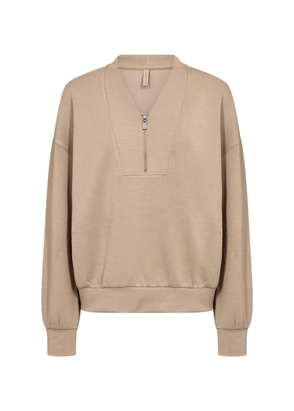 SOYACONCEPT 1/4 Zip Sweatshirt in Beige