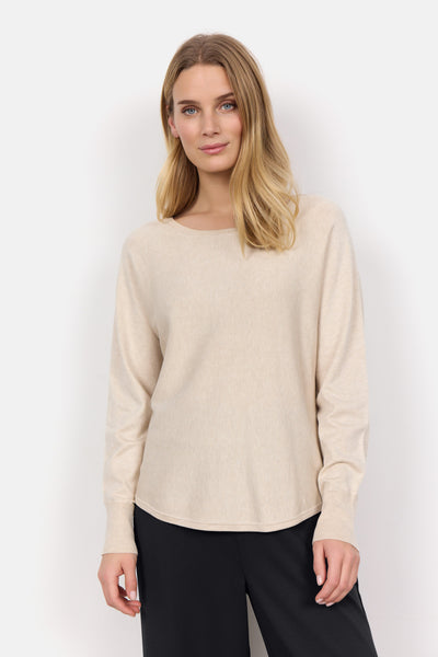 Soyaconcept Knitted Button Back Top in Beige