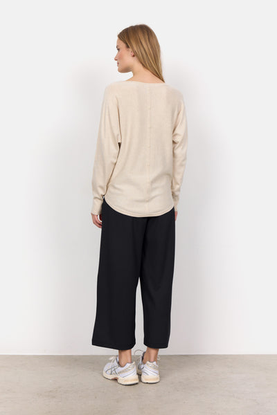 Soyaconcept Knitted Button Back Top in Beige