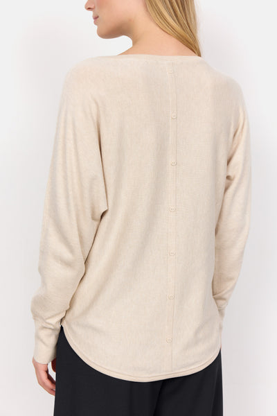 Soyaconcept Knitted Button Back Top in Beige