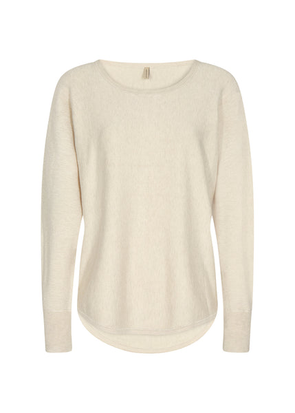 Soyaconcept Knitted Button Back Top in Beige