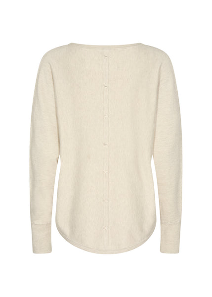 Soyaconcept Knitted Button Back Top in Beige