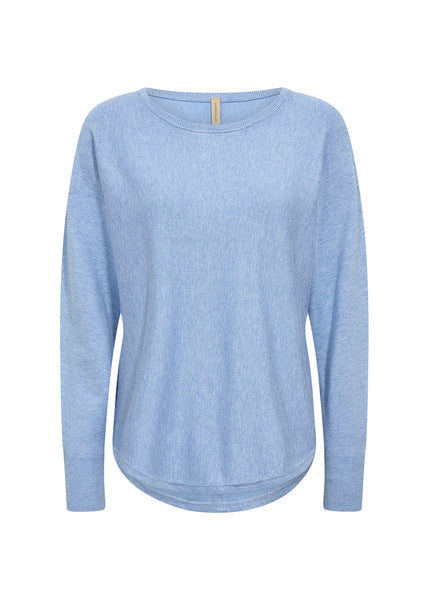 Soyaconcept Knitted Button Back Top in Light Blue