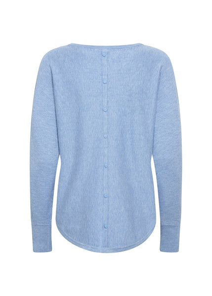 Soyaconcept Knitted Button Back Top in Light Blue