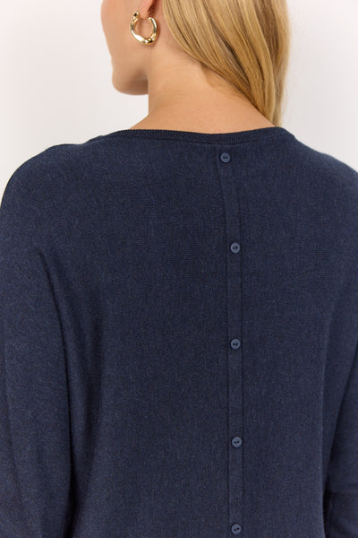 Soyaconcept Knitted Button Back Top in Navy